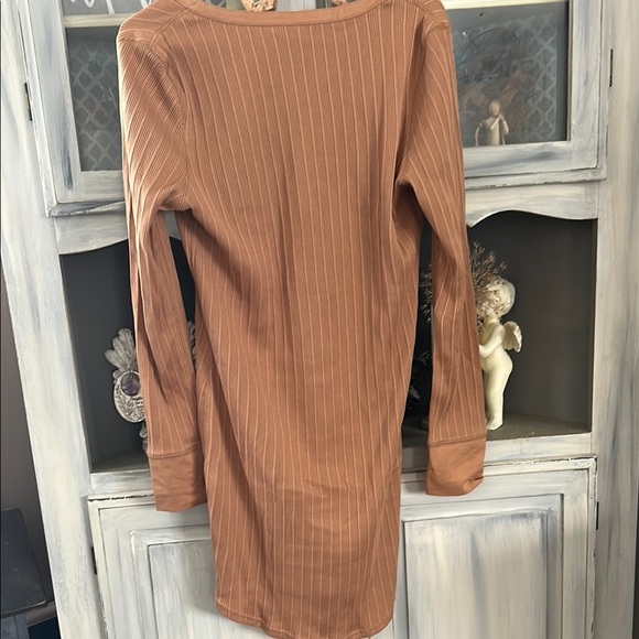 Spell Rib Henley Women's Tan Dress - Picture 2 of 7